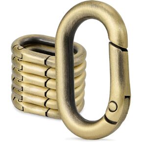10Pcs Metal Spring Oval Rings Round Carabiner Key Ring Clip for Keychain Buckle, Purse Hardware, DIY Crafts (Brass, 1.57 inch)