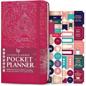 Legend Planner Pocket – Small Undated Monthly & Weekly Goal Journal and Calendar for Productivity, Mini Life Organizer Planner Perfect for Purse, Size: 3.5" x 6.2" Hardcover – Rose Gold