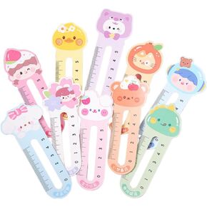 100 Pieces Cute Cartoon Bookmarks for Kids 10 Kawaii Cartoon Animal Patterns Reading Ruler Style Bookmarks Bulk Page Markers for Kids Students Women Book Lovers Sweet Gifts School Home Office Supplies