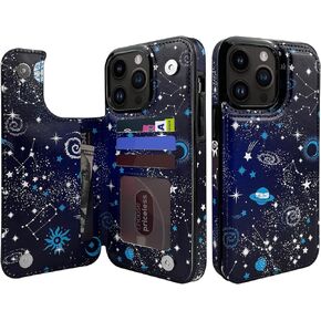 𝟐𝟎𝟐𝟐TopPerfekt Flip Leather Wallet Case Card Holder Compatible with iPhone 14 Pro Max 6.7" Women and Girls with Card Holder Kickstand Double Magnetic Clasp Pattern Black Grey Leopard