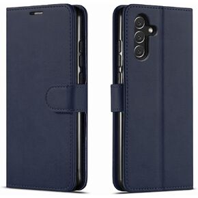 Galaxy A13 5G Case, Samsung Galaxy A13 5G Case, With [Tempered Glass Screen Protector Included] STARSHOP PU Leather Wallet Shockproof Phone Cover Kickstand With Pocket Card Slots Magnet Closure-Blue