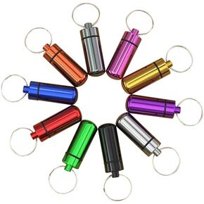 10 Packs Aluminum Pill Container，Waterproof Metal Pills Storage and Holder for Outdoor Comping and Travel (10 Colour)