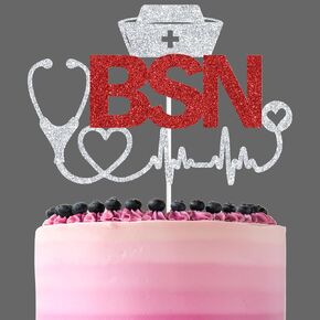 Red Glitter DNP Cake Topper, Class of 2025/DNP 2025/Officially DNP, 2025 DNP Graduation Party Decorations Supplies