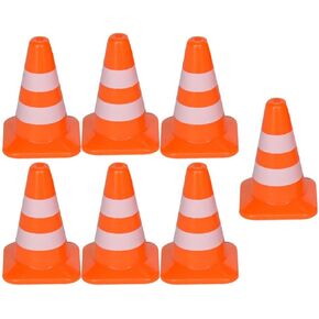 STOBOK Traffic Cone, 7pcs Traffic Signs Toys Miniature Traffic Road Cone Construction Toys Mini Cones Kids DIY Traffic Roadblock Toy for Kids Educational Toy