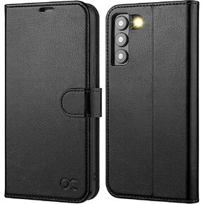 OCASE متوافق مع حافظة محفظة Galaxy S22 Plus 5G، حافظة قابلة للطي من جلد البولي يوريثان مع حامل بطاقات RFID Blocking Stand [غلاف داخلي من مادة TPU مقاوم للصدمات] غطاء هاتف 6.6 بوصة (2022) - أسود