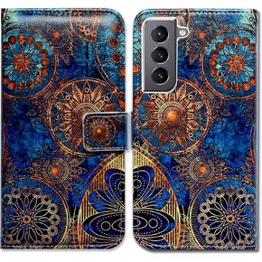 Bcov Galaxy S22 Plus Case, Black Bird Green Leather Flip Phone Case Wallet Cover with Card Slot Holder Kickstand for Samsung Galaxy S22 Plus 5G / S22+