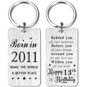 Gezxin Happy Birthday Gifts for Women Men-Personalized Steel Bday Keychain- Make The World A Better Place