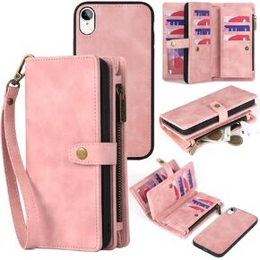TwoHead for iPhone XR Wallet Case,Leather All-Round Shockproof Protective, Magnetic Detachable Phone Case for iPhone XR with Card Holder &Strap for Women/Men(Black)