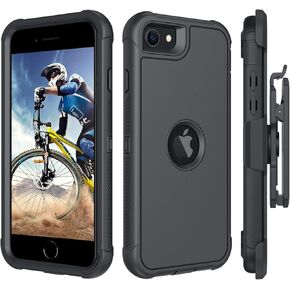 BENTOBEN for iPhone SE 2022 Case, iPhone SE 2020 Case, Heavy Duty [3 Layers] Shockproof Full Body Rugged Hybrid Case for iPhone SE 3rd/2nd Generation 4.7" with Kickstand, Black&Red