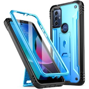 Poetic Revolution Case for Motorola Moto G Play 4G 2024 [Not Fit 2023 Version], [Slide Camera Cover], Full-Body Military Grade Shockproof Cover with Kickstand and Built-in-Screen Protector, Black