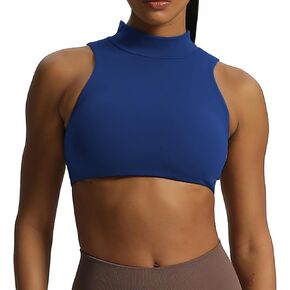 Aoxjox Women's Kim Cutout High Neck Tank Top Workout Sports Bras Fitness Padded Training Gym Bra Yoga Crop