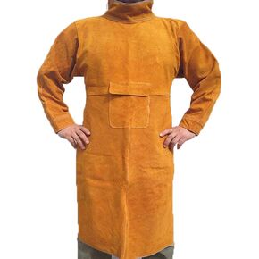 Leather Welding Apron with Sleeve,Heavy Duty Welding Jacket,Heat Flame Resistant Weld Coat for Men Women