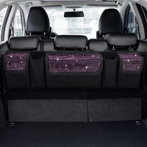 eing Car Trunk Organizer and Storage, Backseat Hanging Organizer for SUV, Truck, MPV, Waterproof, Collapsible Cargo Storage Bag with 5 Pockets, Bling Car Interior Accessories for Women,Black