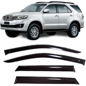 Wind Visor Deflectors Set of 4-Piece - Car Ventvisor Door Side -Window Air Guard Deflectors for Protection Against Snow Sun and Rain Compatible with Toyota Fortuner 2005-2015 - Dark Smoke