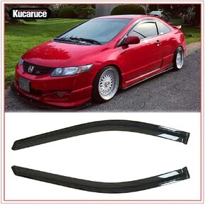 92410 Window Wind Deflector, 2pc Window Visors, Out-Channel Nice Looking Tape-on Sun Rain Guards fit for 2006-2011 Honda Civic 2-Door Coupe