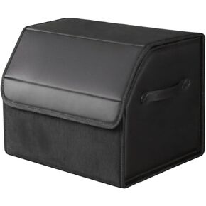 car organizers and storage for SUV,trunk organizer for sedan, leather foldable sleek box with lid,collapsible cargo bins, tool accessories containers,Collapsible Suede velvet (22 inch Covered)