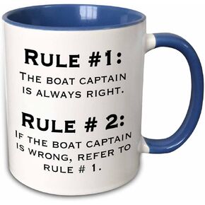 3dRose Boat Captain Rules Mug, 1 Count (Pack of 1), Blue