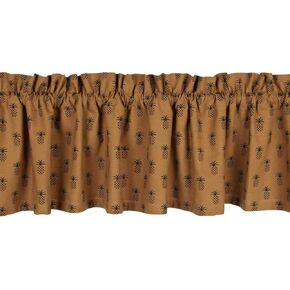 Pineapple Town Mocha & Black Valance, 72" x 15.5,Multi