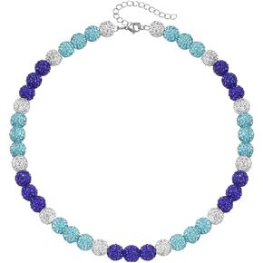 Rhinestone Baseball Necklace 18+2" Bling Ice Collection Bead Chain Stylish Sports Crystal Beads Accessories Gift for Women Men Boys Girls Baseball Athlete Charm Birthday Christmas