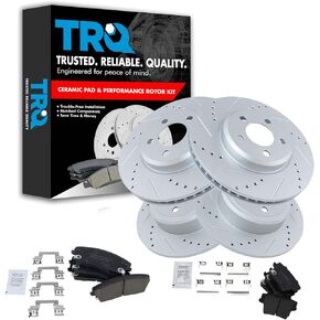 Rotor & Brake Pad Ceramic Performance Drilled Slotted Front & Rear Kit