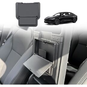 BestEvMod for Refreshed Model 3 Highland Armrest Hidden Storage Box One-Touch Pop Open Center Console Organizer Cover Compatible with 2024 Refreshed Tesla Model 3 Highland Accessories