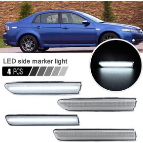 4Pcs Full LED White Front/Rear Side Marker Lights for Acura TL 2004-2008, Enhanced Visibility and Safety at Night