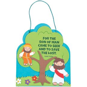 Fun Express Zacchaeus Sign Craft Kit - Makes 12- Religious, Sunday School and Crafts for Kids - Vacation Bible School Supplies/Decor