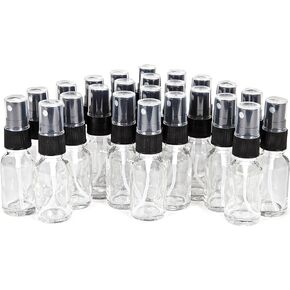 Vivaplex, 24, Clear, 15 ml (1/2 oz) Glass Bottles, with Black Fine Mist Sprayer's