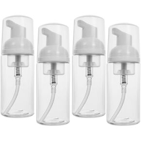 2oz Travel-Sized Foaming Pump Bottles,4PCS Empty Foam Pump Bottle,Refillable Travel Size Mousse Bottle,Hand Soap Shampoo Lash Shampoo Foaming Soap Dispenser Bottles,BPA Free(Clear) (A-Clear)