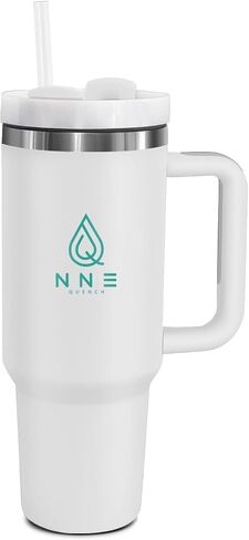 40oz stainless Steel Insulated Tumbler with Handle, lid and straw for cold water, Iced tea, or coffee - 100% Leak-Proof - Cupholder Friendly Travel Mug- Gifts for Women Men Him Her (Black) in Saudi Arabia