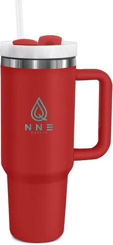 40oz stainless Steel Insulated Tumbler with Handle, lid and straw for cold water, Iced tea, or coffee - 100% Leak-Proof - Cupholder Friendly Travel Mug- Gifts for Women Men Him Her (Black) in Saudi Arabia