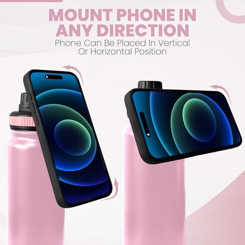 24 oz MagSafe Compatible Water Bottle Phone Mount and Tripod for iPhone, Magnetic Connection - Insulated Stainless Steel - Perfect for Gym, Kitchen, or Outdoor - Extra Magnet Included in Saudi Arabia