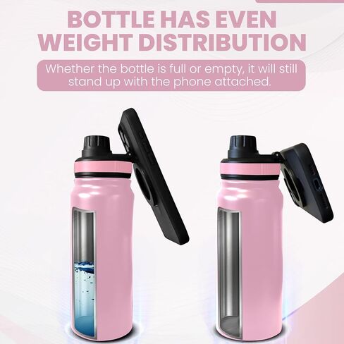 24 oz MagSafe Compatible Water Bottle Phone Mount and Tripod for iPhone, Magnetic Connection - Insulated Stainless Steel - Perfect for Gym, Kitchen, or Outdoor - Extra Magnet Included in Saudi Arabia