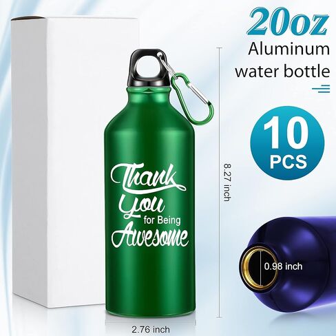 Sieral 10 Pcs Employee Appreciation Gifts Thank You for Being Awesome Water Bottle 20 oz Aluminum Water Bottle Lightweight Sport Tumbler with Twist Cap Buckle Inspirational Gifts for Coworker in Saudi Arabia