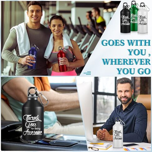 Sieral 10 Pcs Employee Appreciation Gifts Thank You for Being Awesome Water Bottle 20 oz Aluminum Water Bottle Lightweight Sport Tumbler with Twist Cap Buckle Inspirational Gifts for Coworker in Saudi Arabia