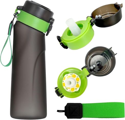 Sports air water bottle with 1 fruit flavor capsule 0% sugar BPA-free 750 ml, for gym and outdoor gift, matte blue in Saudi Arabia