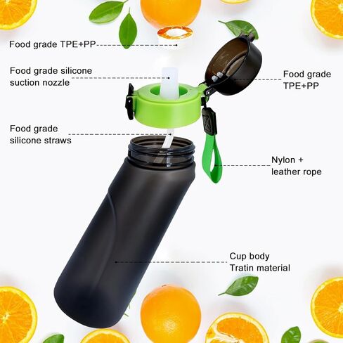 Sports air water bottle with 1 fruit flavor capsule 0% sugar BPA-free 750 ml, for gym and outdoor gift, matte blue in Saudi Arabia