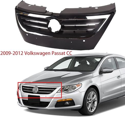 TOPAZ 3C8853651P VW1200145 مصد علوي مصبغة سوداء مع حواف من الكروم متوافقة مع VW Volkswagen Passat CC 2009 2010 2011 2012 in Saudi Arabia
