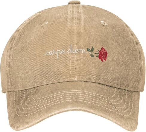 Rose Carpe Diem Positive Distressed Adjustable Washed Denim Mens Dad Trucker Hat Baseball Ball Cap for Men in Saudi Arabia
