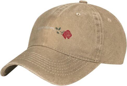 Rose Carpe Diem Positive Distressed Adjustable Washed Denim Mens Dad Trucker Hat Baseball Ball Cap for Men in Saudi Arabia