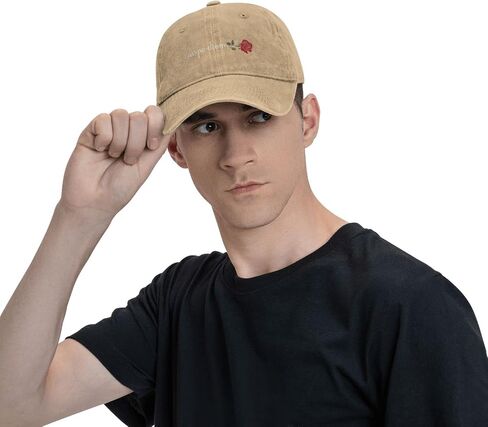 Rose Carpe Diem Positive Distressed Adjustable Washed Denim Mens Dad Trucker Hat Baseball Ball Cap for Men in Saudi Arabia