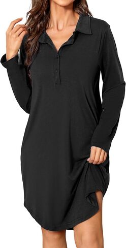 قمصان نوم VICIALL للنساء - قميص نوم بأكمام طويلة وأزرار سفلية، فستان بيجامة S-XXL in Kuwait