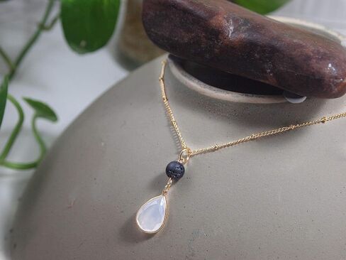 Aromatherapy Gifts 14k Gold Necklaces for Women Essential Oil Diffuser Jewelry Lava Rock Stone Pendant Dainty Opalite Pendant Necklace Aroma Perfume Spiritual Items for Meditation Yoga (gold-filled) in Saudi Arabia