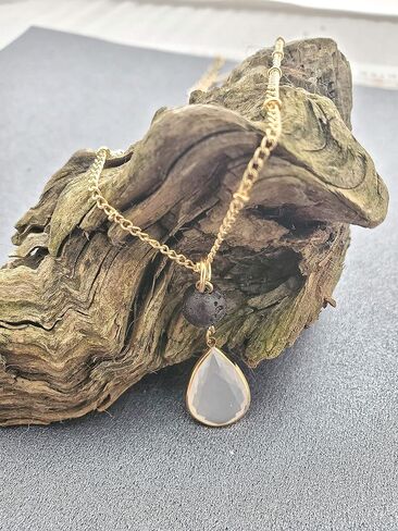 Aromatherapy Gifts 14k Gold Necklaces for Women Essential Oil Diffuser Jewelry Lava Rock Stone Pendant Dainty Opalite Pendant Necklace Aroma Perfume Spiritual Items for Meditation Yoga (gold-filled) in Saudi Arabia