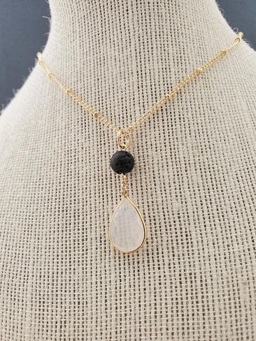 Aromatherapy Gifts 14k Gold Necklaces for Women Essential Oil Diffuser Jewelry Lava Rock Stone Pendant Dainty Opalite Pendant Necklace Aroma Perfume Spiritual Items for Meditation Yoga (gold-filled) in Saudi Arabia