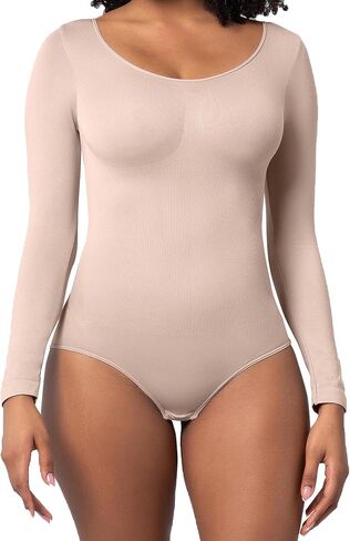 YELAIVP Short Sleeve Bodysuit for Women Crew Neck Tummy Control Shapewear Body suit Shaper Seamless Bodysuits in Kuwait