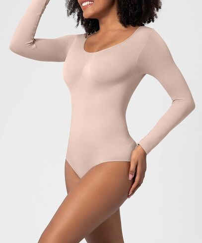 YELAIVP Short Sleeve Bodysuit for Women Crew Neck Tummy Control Shapewear Body suit Shaper Seamless Bodysuits in Kuwait