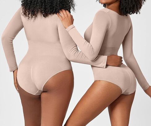 YELAIVP Short Sleeve Bodysuit for Women Crew Neck Tummy Control Shapewear Body suit Shaper Seamless Bodysuits in Kuwait