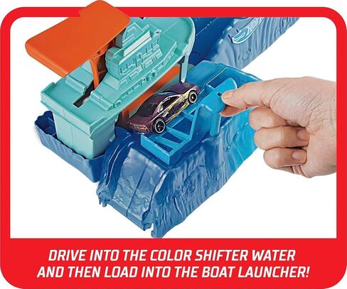 Hot Wheels Toy Car Track Set, Robo Shark Frenzy Playset & Color Shifters Car in 1:64 Scale, Vehicle Changes Colors in Very Warm & Icy Cold Water in Saudi Arabia