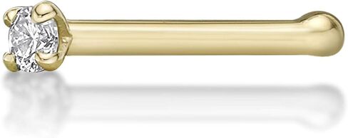 Lavari Jewelers 0.01 to 0.07 Carat Diamond 22 Gauge Straight Stud Nose Ring in 14k White or Yellow Gold 1.3 mm, 1.7 mm, 2.4 mm or 2.7 mm in Saudi Arabia